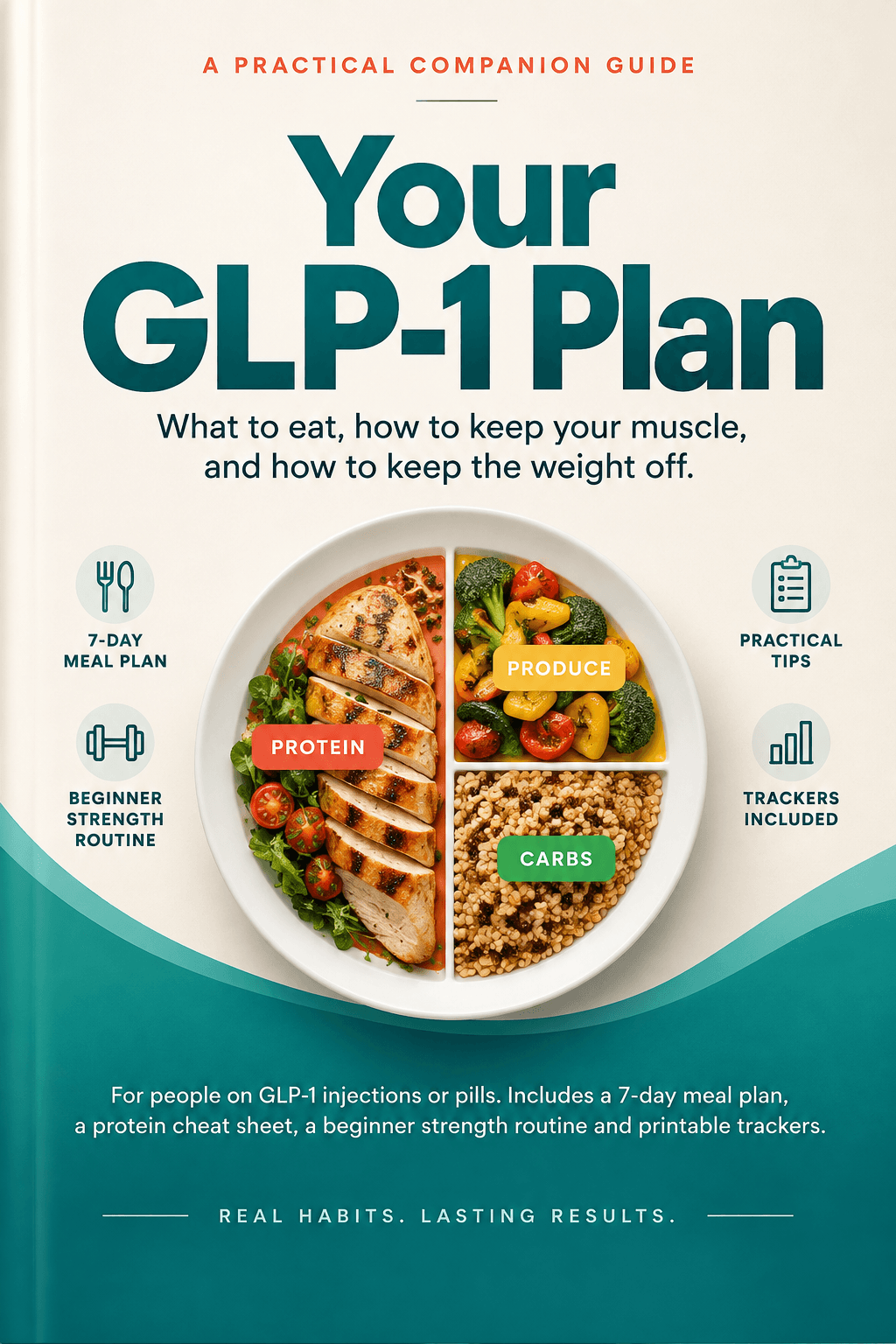 Your GLP-1 Plan — A 7-day meal plan, protein guide, home strength routine and printable trackers