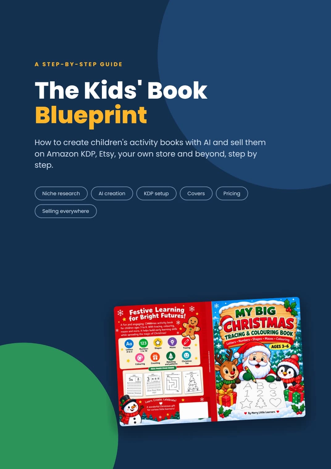 The Kids' Book Blueprint — How to create children's activity books with AI and sell them on Amazon KDP, Etsy, your own store and beyond, step by step.